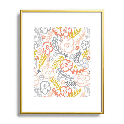 Heather Dutton Floral Brush Metal Framed Art Print