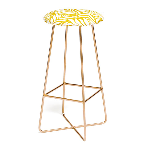 Heather Dutton Flowing Leaves Goldenrod Bar Stool