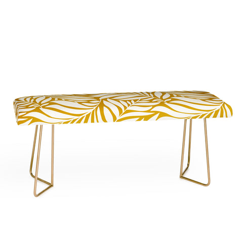 Heather Dutton Flowing Leaves Goldenrod Bench