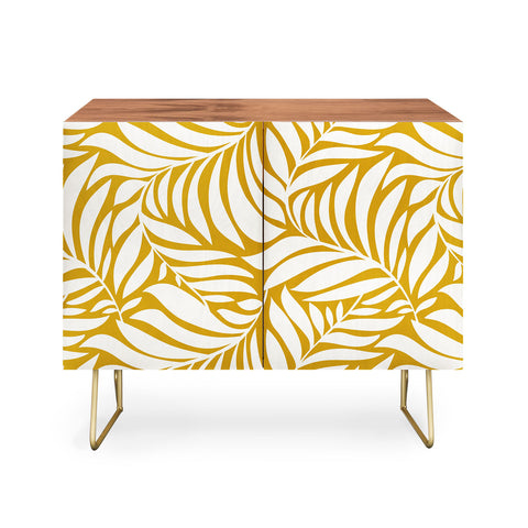 Heather Dutton Flowing Leaves Goldenrod Credenza