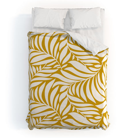 Heather Dutton Flowing Leaves Goldenrod Duvet Cover