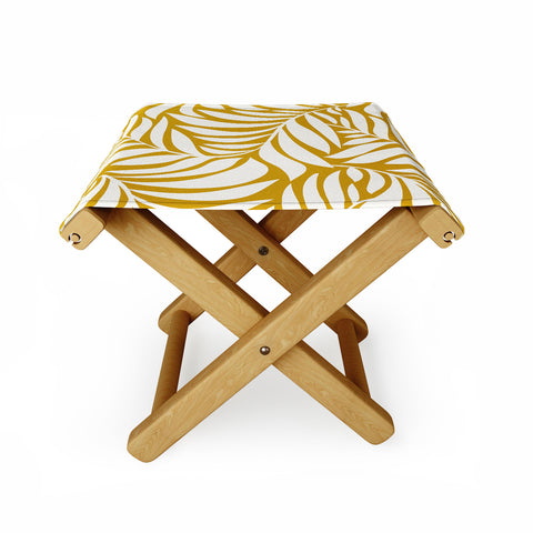 Heather Dutton Flowing Leaves Goldenrod Folding Stool