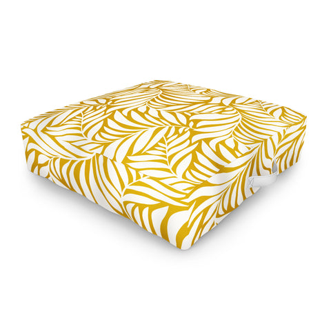 Heather Dutton Flowing Leaves Goldenrod Outdoor Floor Cushion