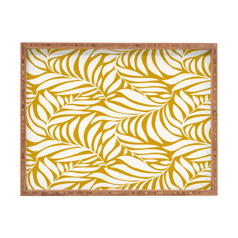 Heather Dutton Flowing Leaves Goldenrod Rectangular Tray