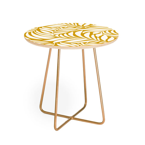 Heather Dutton Flowing Leaves Goldenrod Round Side Table