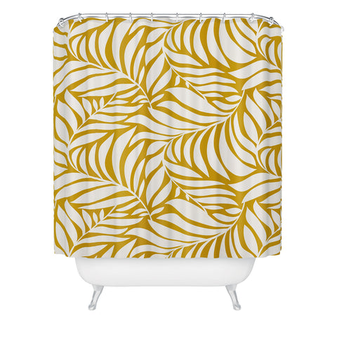Heather Dutton Flowing Leaves Goldenrod Shower Curtain