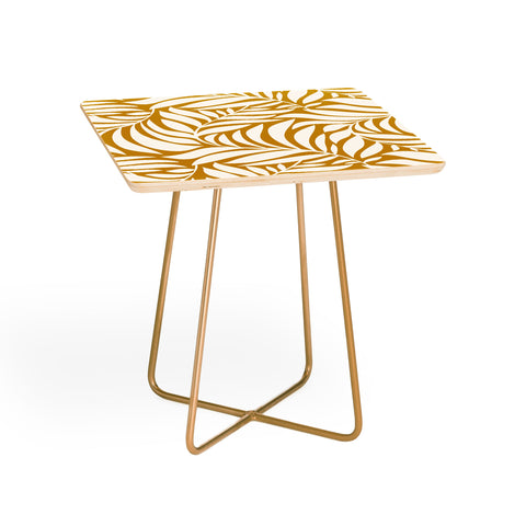 Heather Dutton Flowing Leaves Goldenrod Side Table