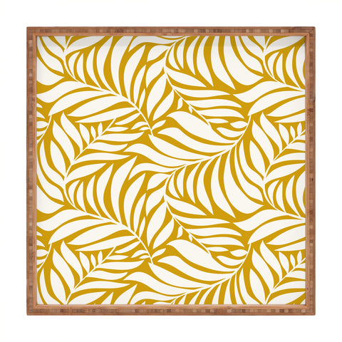 Heather Dutton Flowing Leaves Goldenrod Square Tray