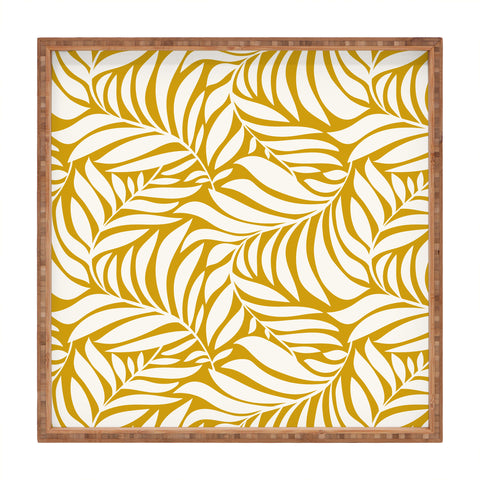 Heather Dutton Flowing Leaves Goldenrod Square Tray