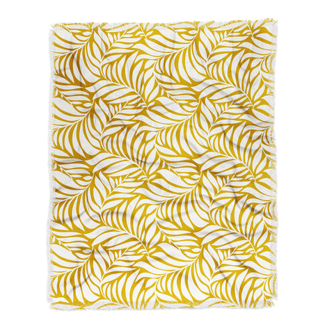 Heather Dutton Flowing Leaves Goldenrod Throw Blanket