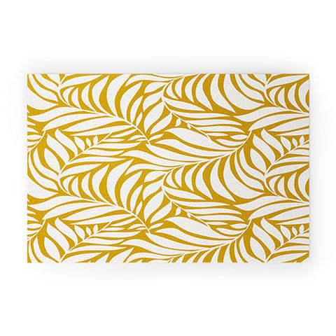 Heather Dutton Flowing Leaves Goldenrod Welcome Mat