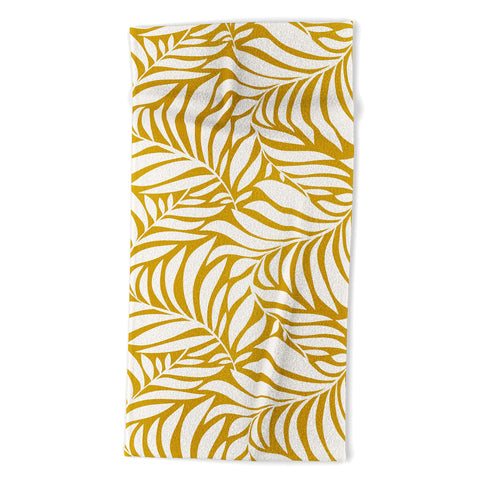 Heather Dutton Flowing Leaves Goldenrod Beach Towel