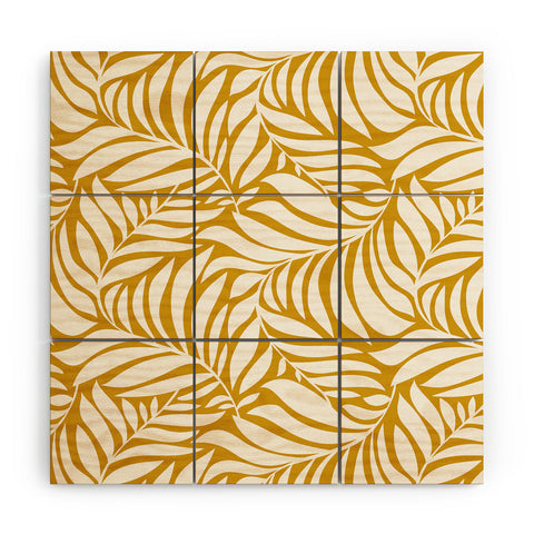 Heather Dutton Flowing Leaves Goldenrod Wood Wall Mural