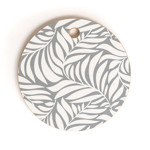 Heather Dutton Flowing Leaves Gray Cutting Board Round