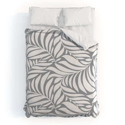Heather Dutton Flowing Leaves Gray Duvet Cover