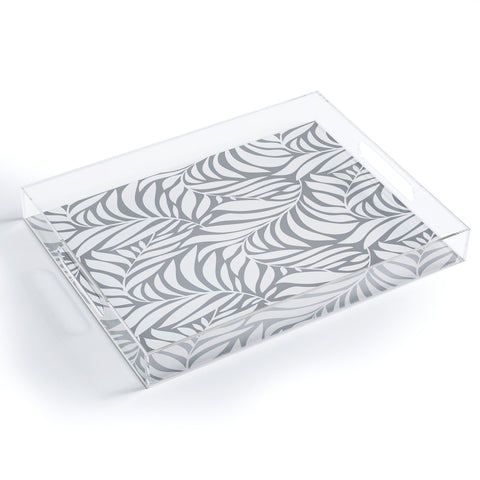 Heather Dutton Flowing Leaves Gray Acrylic Tray