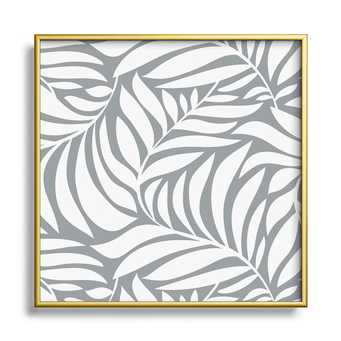 Heather Dutton Flowing Leaves Gray Metal Square Framed Art Print