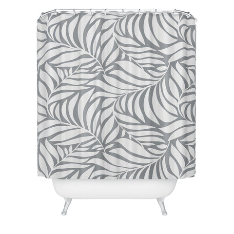 Heather Dutton Flowing Leaves Gray Shower Curtain