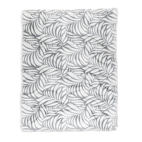 Heather Dutton Flowing Leaves Gray Throw Blanket