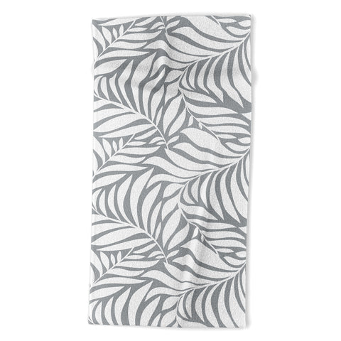 Heather Dutton Flowing Leaves Gray Beach Towel