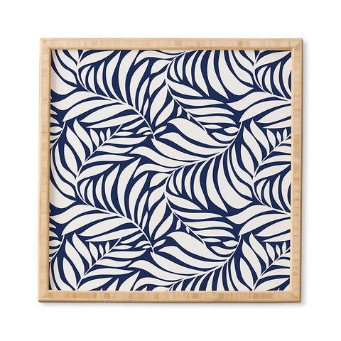 Heather Dutton Flowing Leaves Navy Framed Wall Art