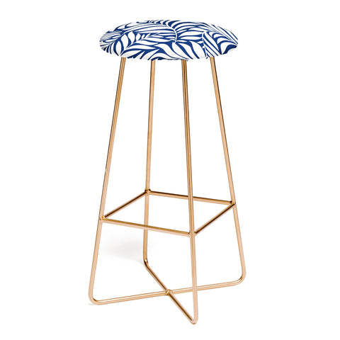 Heather Dutton Flowing Leaves Navy Bar Stool