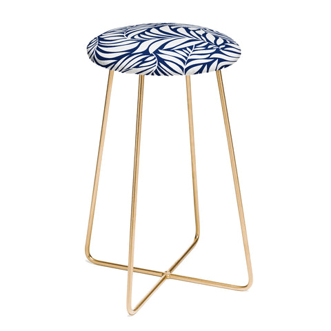 Heather Dutton Flowing Leaves Navy Counter Stool