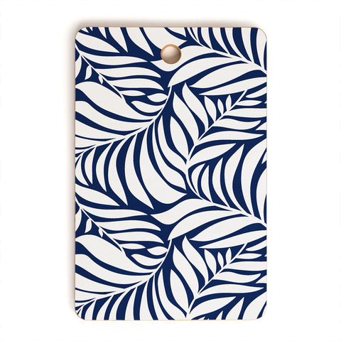 Heather Dutton Flowing Leaves Navy Cutting Board Rectangle