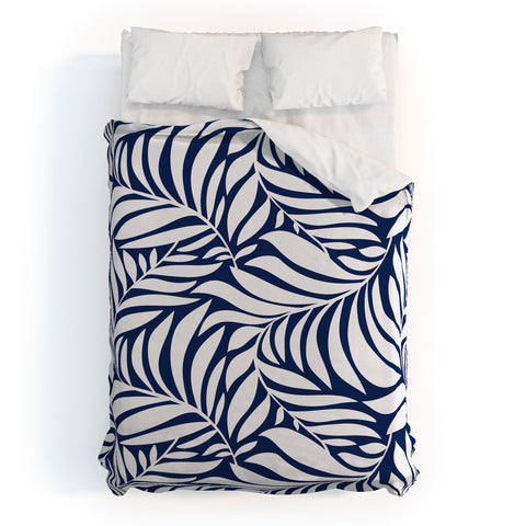 Heather Dutton Flowing Leaves Navy Duvet Cover