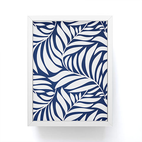 Heather Dutton Flowing Leaves Navy Framed Mini Art Print
