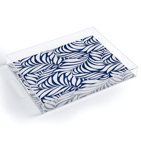 Heather Dutton Flowing Leaves Navy Acrylic Tray