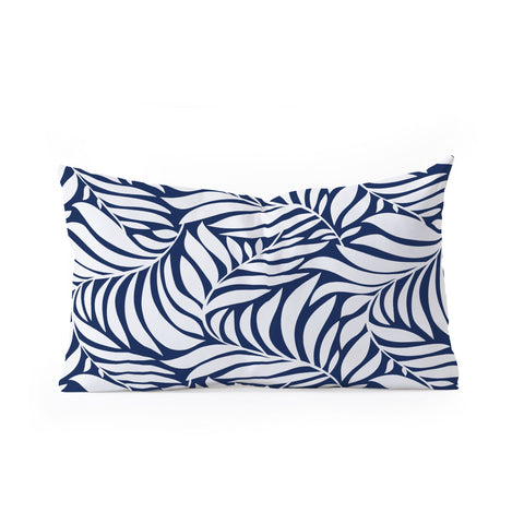 Heather Dutton Flowing Leaves Navy Oblong Throw Pillow