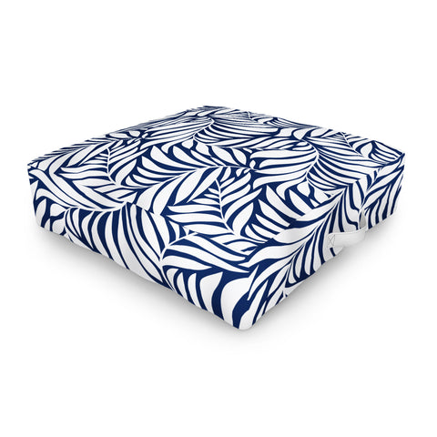Heather Dutton Flowing Leaves Navy Outdoor Floor Cushion