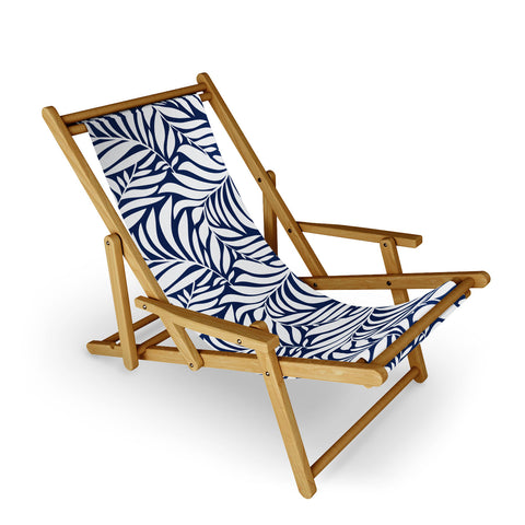 Heather Dutton Flowing Leaves Navy Sling Chair