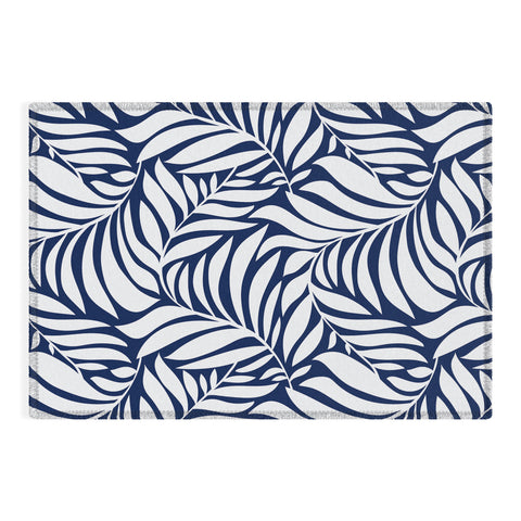 Heather Dutton Flowing Leaves Navy Outdoor Rug