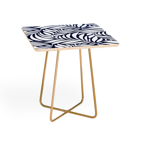 Heather Dutton Flowing Leaves Navy Side Table