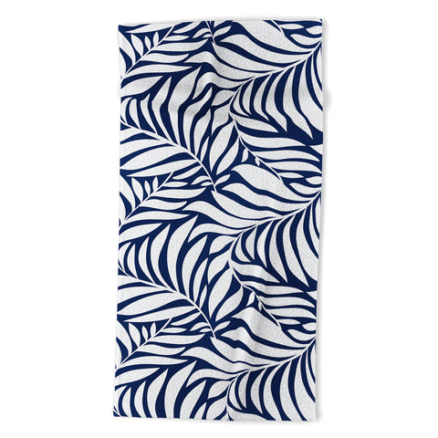 Heather Dutton Flowing Leaves Navy Beach Towel