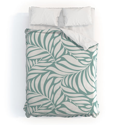 Heather Dutton Flowing Leaves Seafoam Duvet Cover