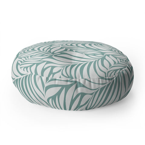 Heather Dutton Flowing Leaves Seafoam Floor Pillow Round