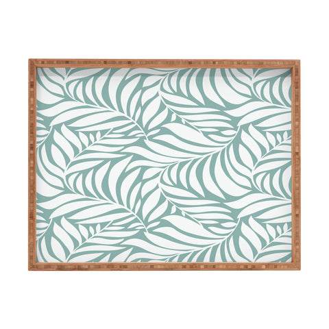 Heather Dutton Flowing Leaves Seafoam Rectangular Tray