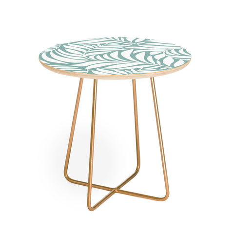 Heather Dutton Flowing Leaves Seafoam Round Side Table