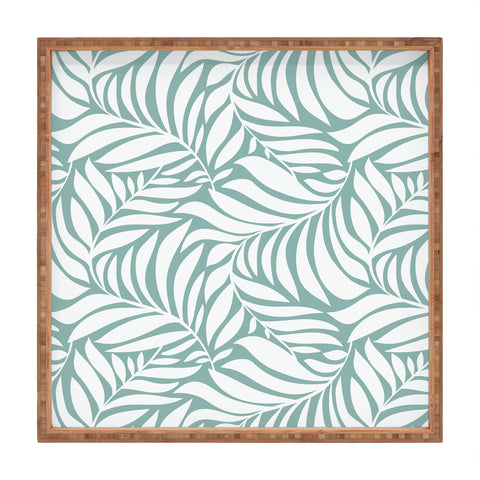 Heather Dutton Flowing Leaves Seafoam Square Tray
