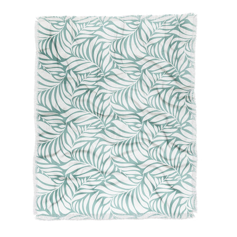 Heather Dutton Flowing Leaves Seafoam Throw Blanket