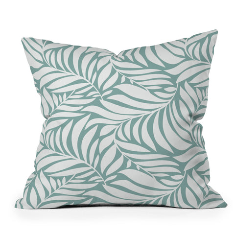 Heather Dutton Flowing Leaves Seafoam Throw Pillow