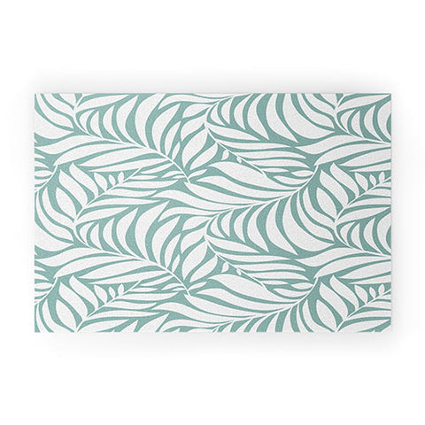 Heather Dutton Flowing Leaves Seafoam Welcome Mat
