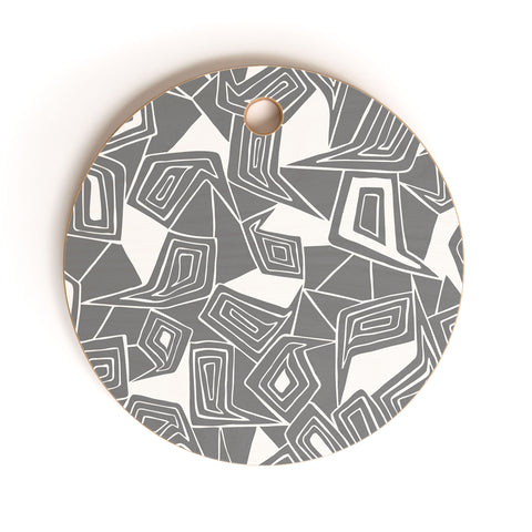 Heather Dutton Fragmented Grey Cutting Board Round