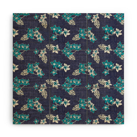 Heather Dutton Frangipani Indigo Wood Wall Mural