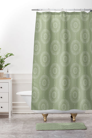 Heather Dutton Glimmer Sage Shower Curtain And Mat