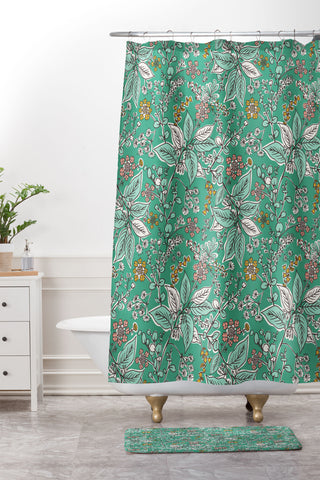 Heather Dutton Gracelyn Green Shower Curtain And Mat