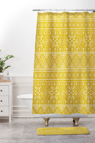 Heather Dutton Grand Bazaar Goldenrod Shower Curtain And Mat